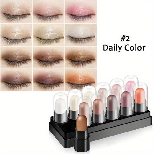 12-Color Waterproof Eyeshadow Lipstick Set 2 in 1 Lip And Eye Makeup